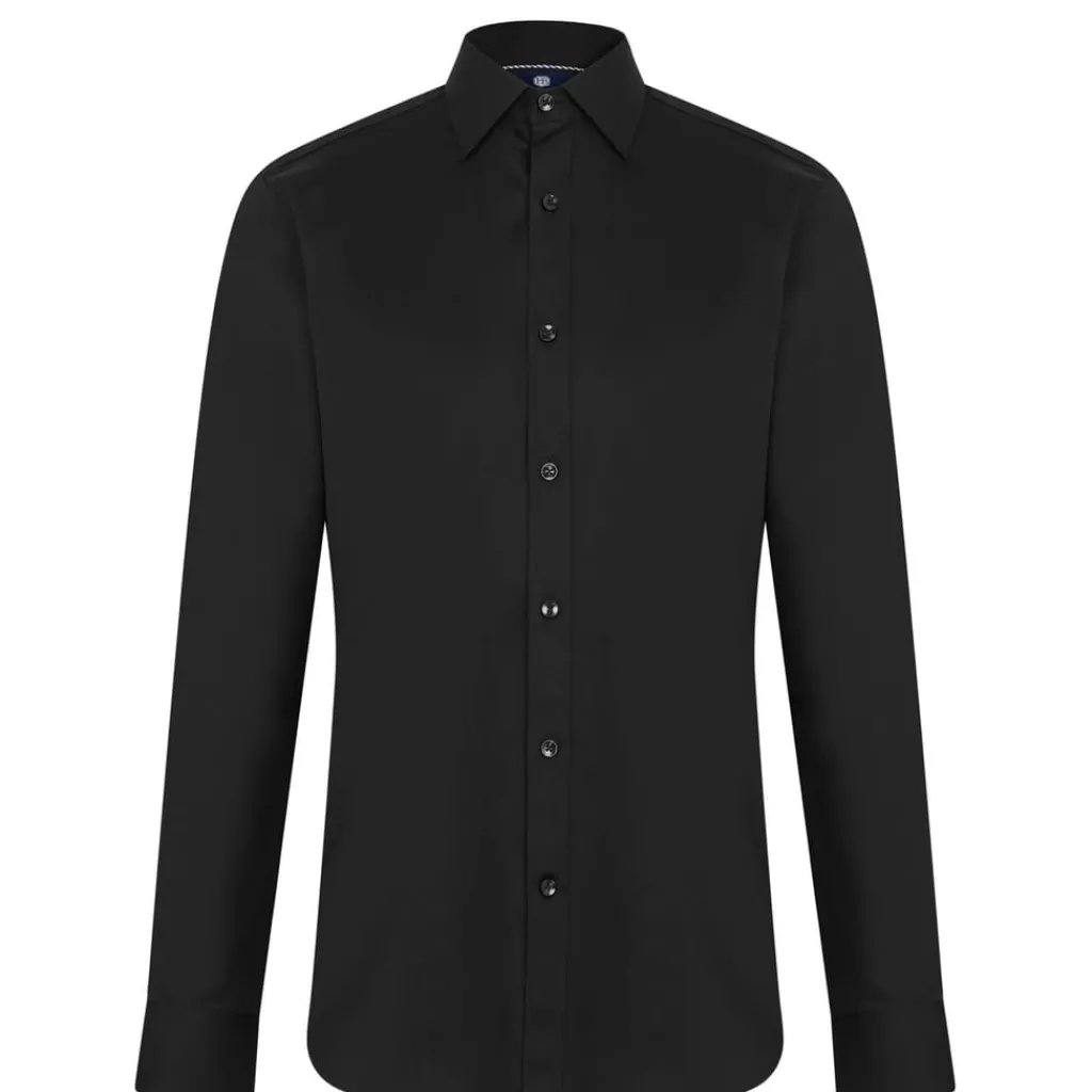 Shirts*Haines and Bonner Slim Fit Regular Collar SaT-Shirtn Shirt in Black