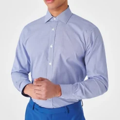 Shirts*Haines and Bonner Tailored Regular Collar Puppytooth Shirt in Blue