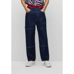 Jeans*Hugo Contrast Stitch Denim Jeans in Blue