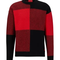 Knitwear*Hugo Crew Neck Regular Fit Long Sleeve Sweater in Black