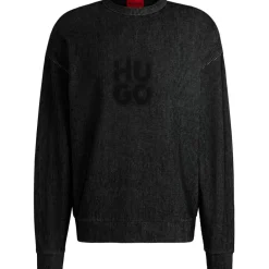 Knitwear*Hugo Crew Neck Relaxed Fit Sweater in Black