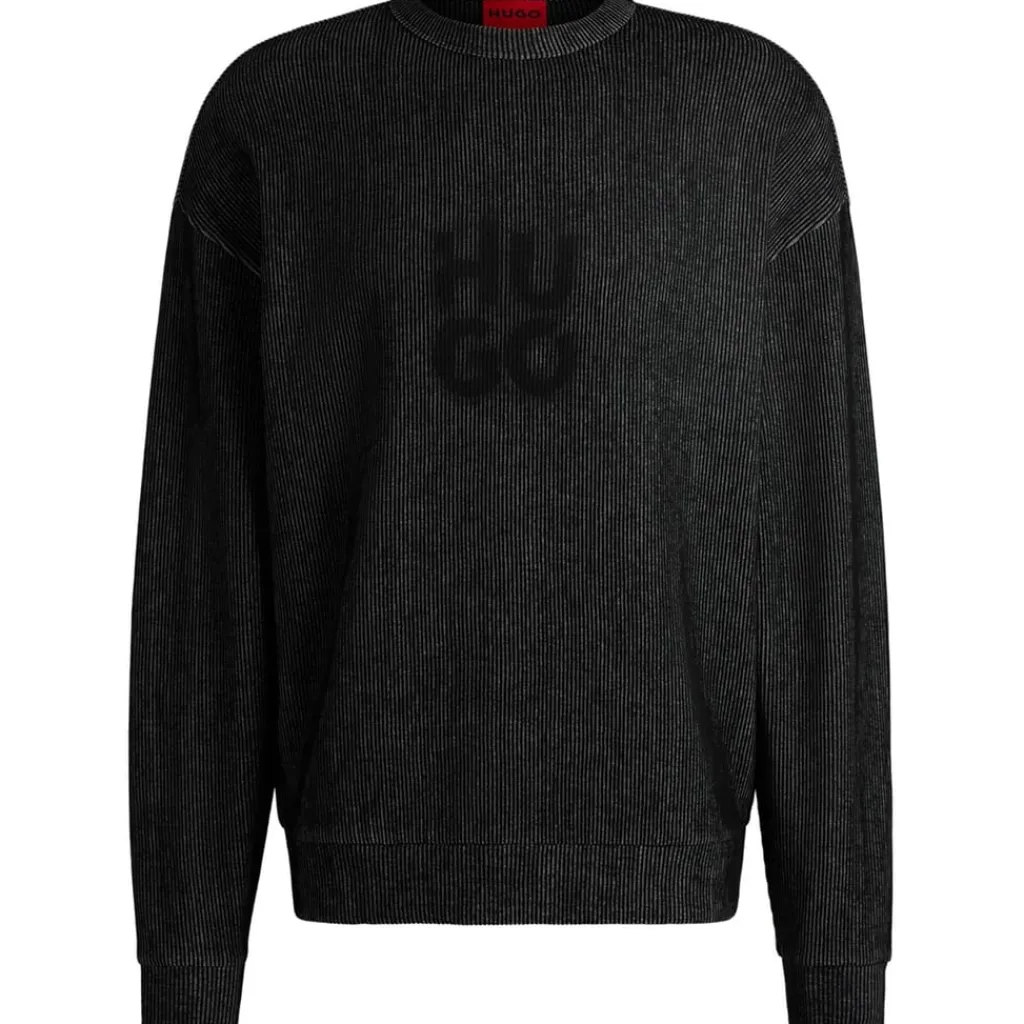 Knitwear*Hugo Crew Neck Relaxed Fit Sweater in Black