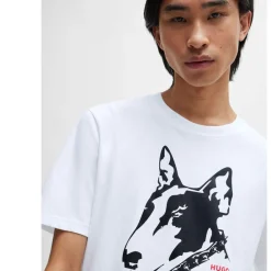 T-Shirts And Vests*Hugo Dog Artwork T-Shirt in White