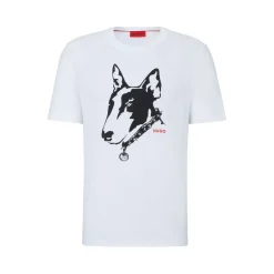 T-Shirts And Vests*Hugo Dog Artwork T-Shirt in White