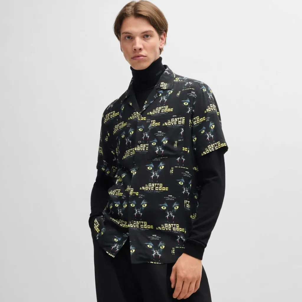 Shirts*Hugo Ellino 70s Film Graphics Shirt in Black