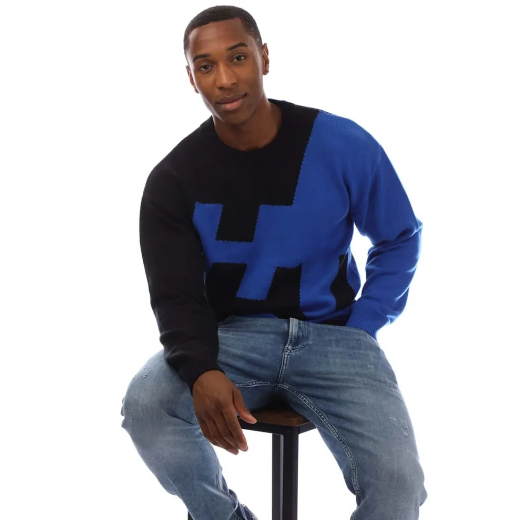 Sweatshirts*Hugo Knitted Crewneck Sweatshirt in Blue
