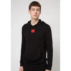 Hoodies*Hugo Label Cotton Terry Hoodie in Black