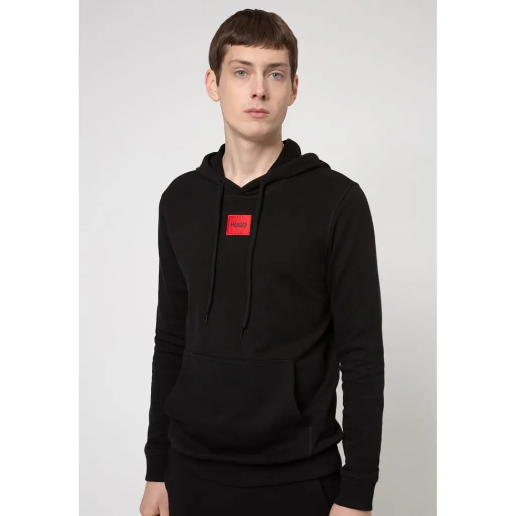 Hoodies*Hugo Label Cotton Terry Hoodie in Black