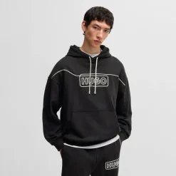 Sweatshirts|Hoodies*Hugo Noiderhood Chain Stitch Logo Hoodie in Black