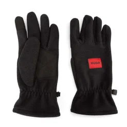 Gloves-Scarves-Umbrellas*Hugo Red Logo Label Fleece Gloves in Black