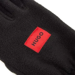 Gloves-Scarves-Umbrellas*Hugo Red Logo Label Fleece Gloves in Black
