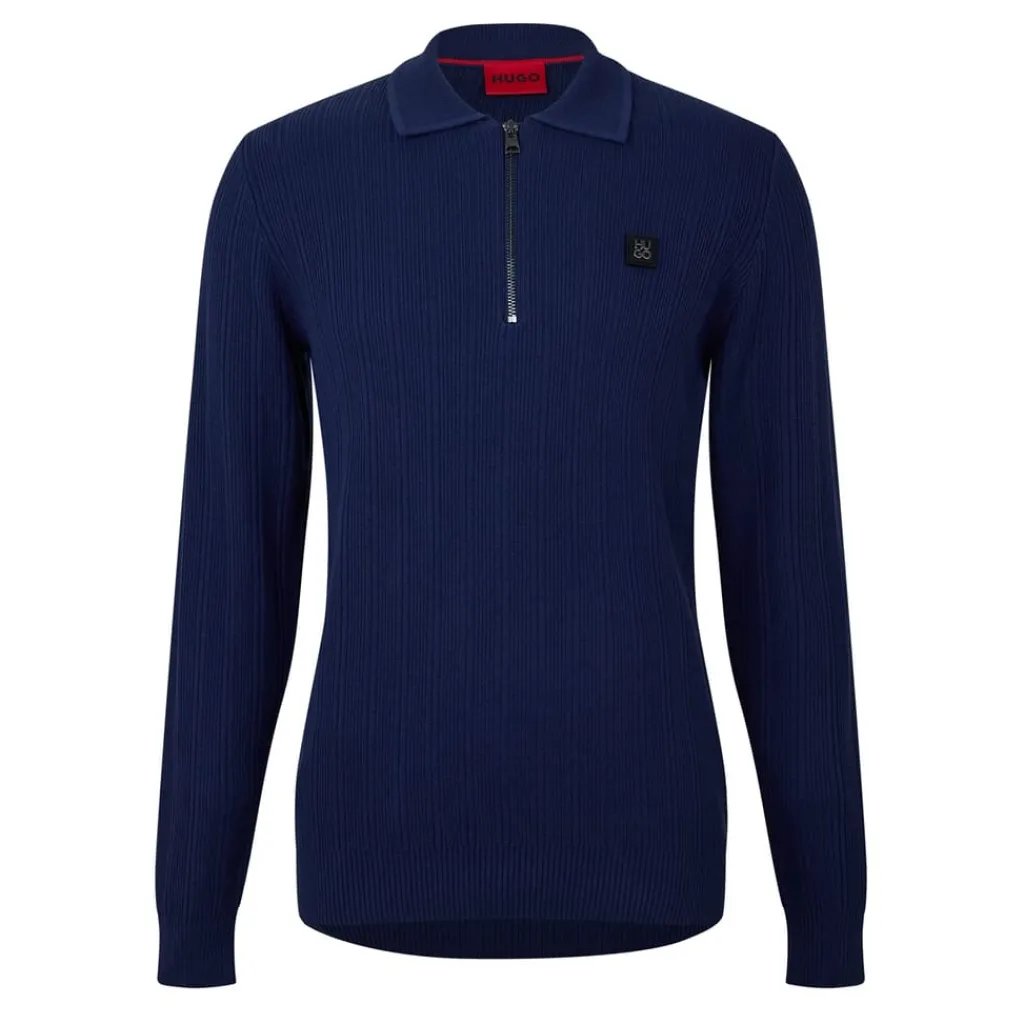 Polo Shirts*Hugo Sastoro Quarter Zip Top in Blue