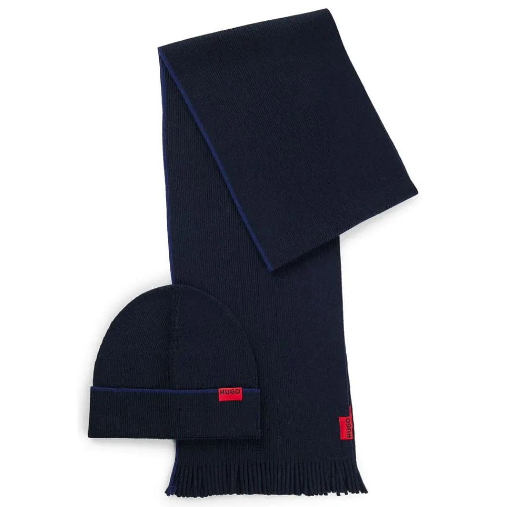 Gloves-Scarves-Umbrellas*Hugo Zaschel Hat & Scarf Set in Navy