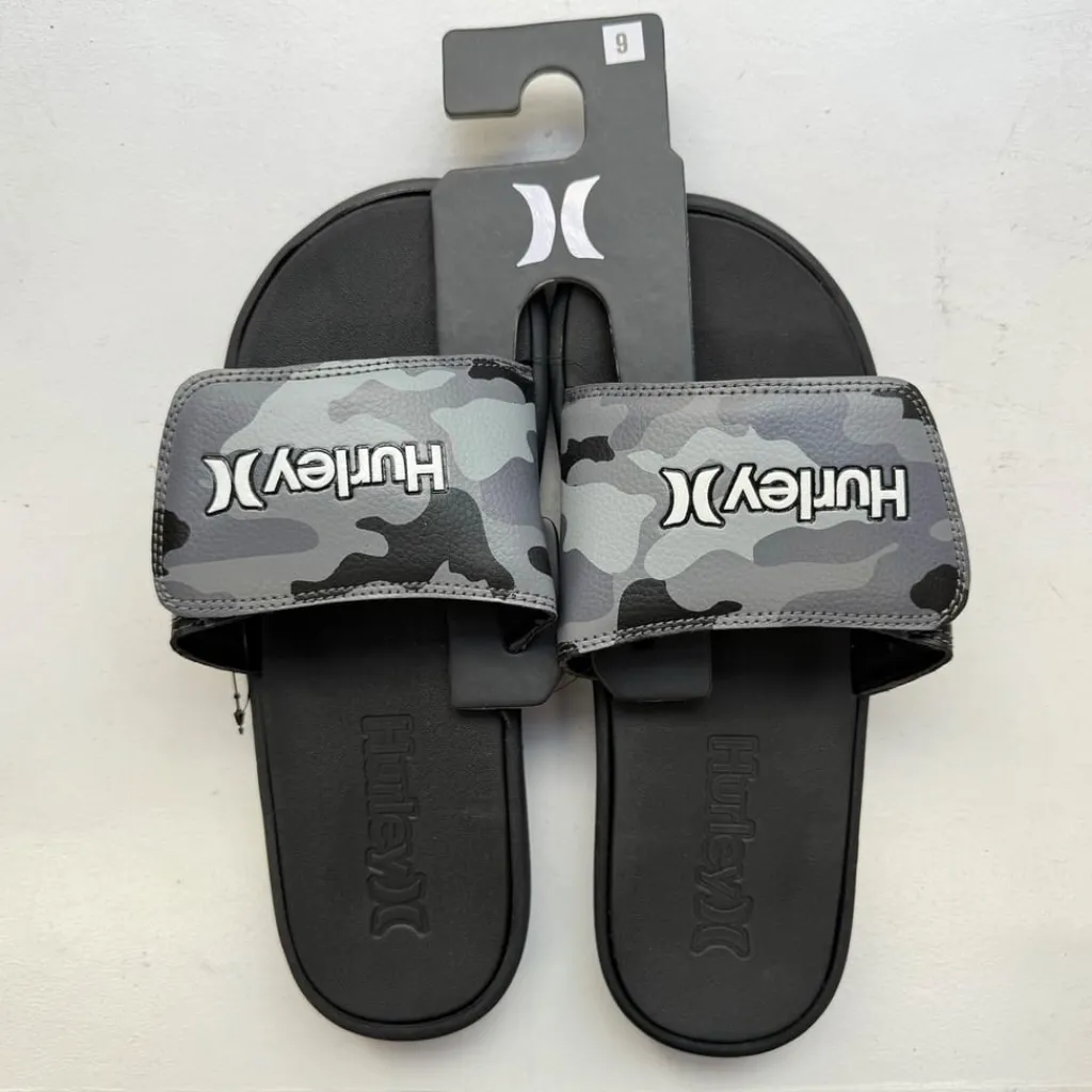 Beach Shoes*Hurley Vel Flip Flops Slides in Grey
