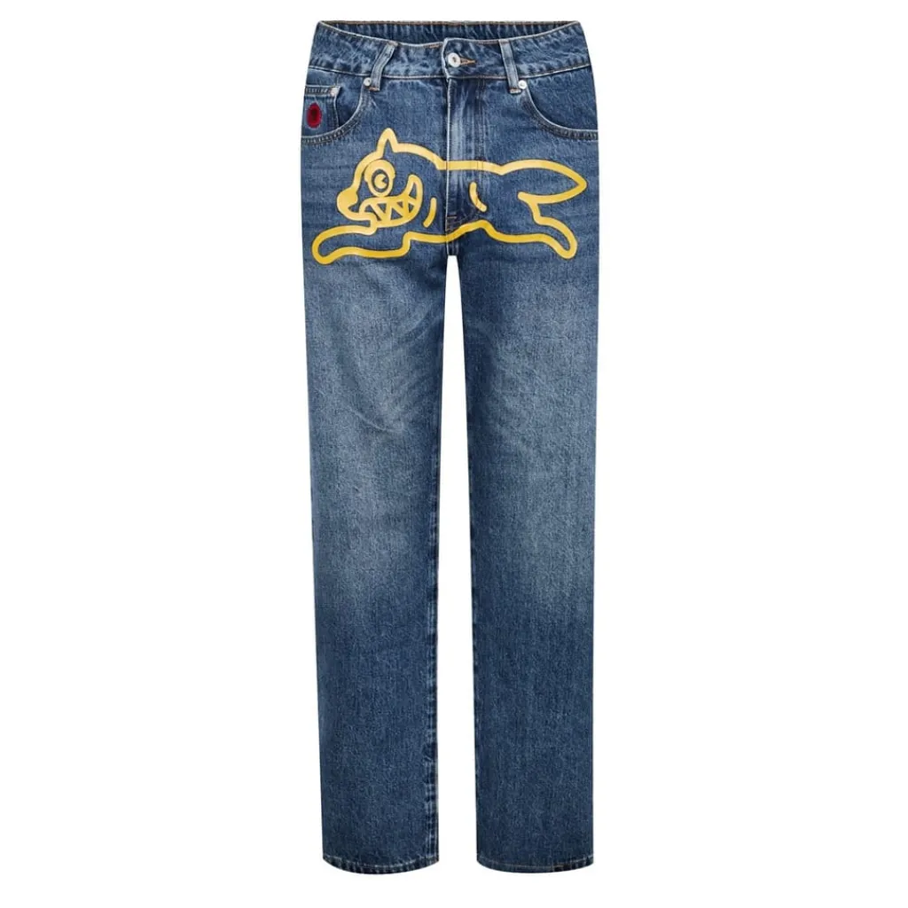 Jeans*Icecream Dog Five Pocket Design Jeans in Blue