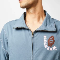 Tracksuits*Icecream Regular Fit Mock Neck Athletic Sweatshirt in Blue