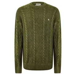 Knitwear*Jack Wills Acid Wash Cable Knit Jumper in Green