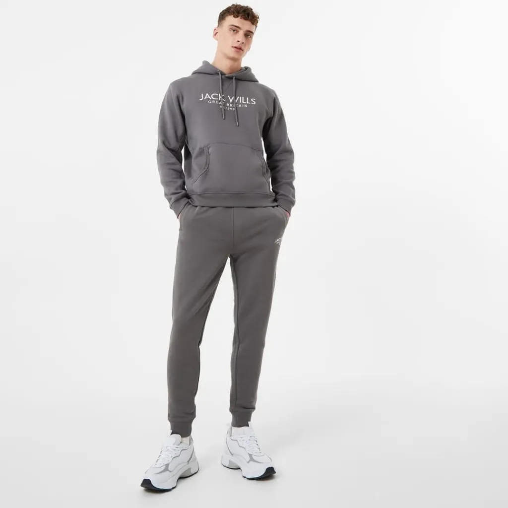 Hoodies*Jack Wills Batsford Graphic Logo Hoodie in Grey