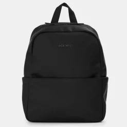 Bags*Jack Wills Black Coated Backpack with Logo in Black