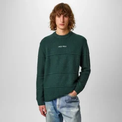 Knitwear*Jack Wills Boucle Knit Crew Sweater in Green