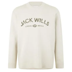 Knitwear*Jack Wills Crew Neck Logo Regular Fit Sweater in Beige