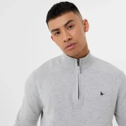 Knitwear*Jack Wills Funnel Neck Half Zip Jumper in Grey