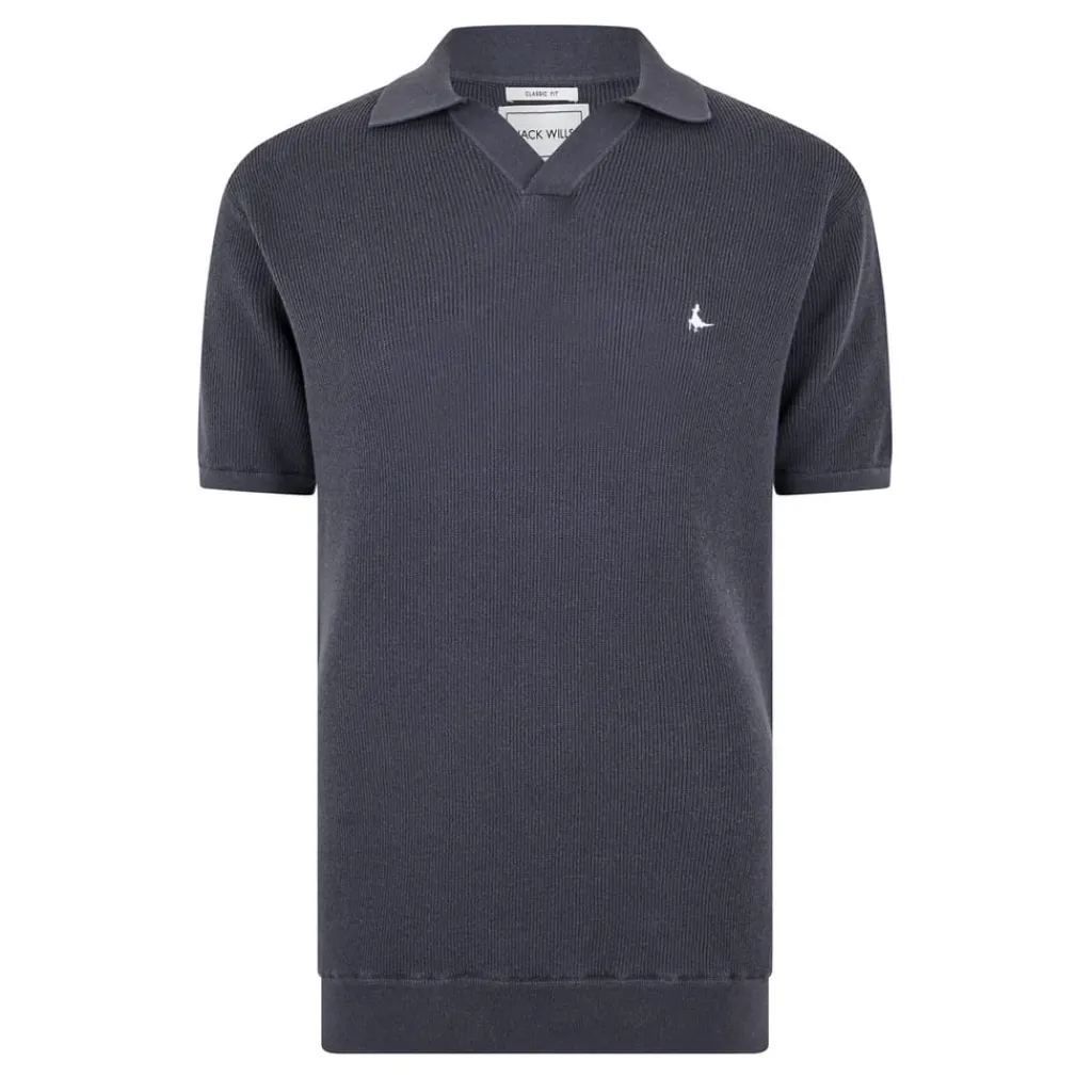 Polo Shirts*Jack Wills Knit Regular Fit Polo Shirt in Grey
