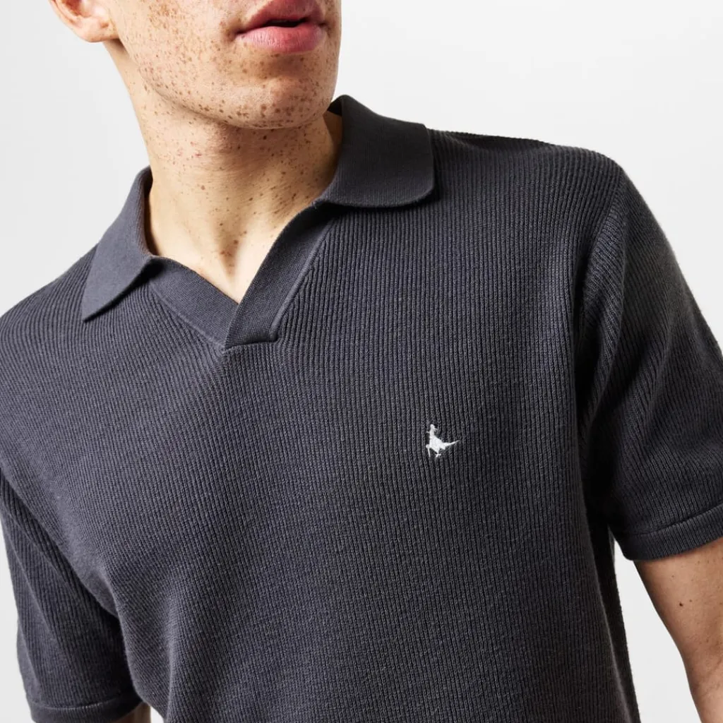 Polo Shirts*Jack Wills Knit Regular Fit Polo Shirt in Grey