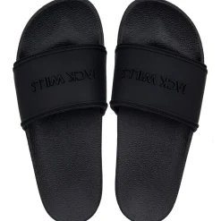 Beach Shoes*Jack Wills Logo Sliders in Black
