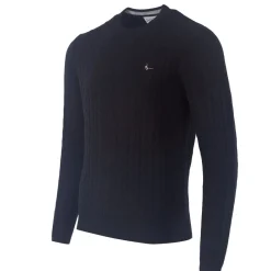 Knitwear*Jack Wills Marlow Merino Wool Blend Cable Knitted Jumper in Black