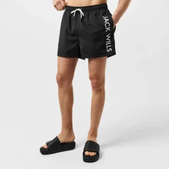 Shorts*Jack Wills Mens Logo Swim Shorts in Black