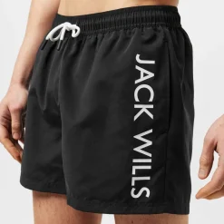 Shorts*Jack Wills Mens Logo Swim Shorts in Black