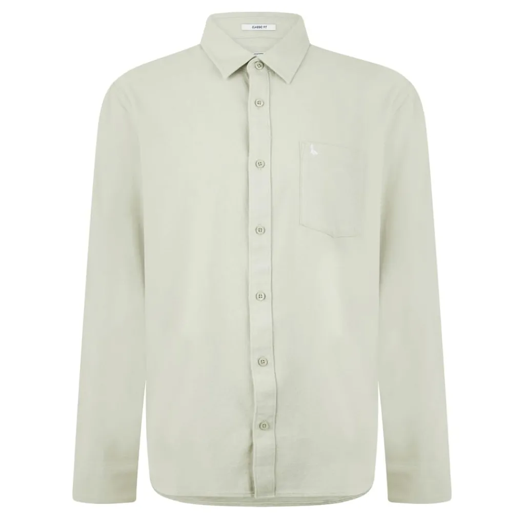 Shirts*Jack Wills Mens Plain Flannel Shirt in Beige