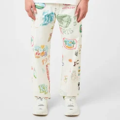 Jeans*Kenzo Drawn Graphic Print Straight Leg Jeans in Multi