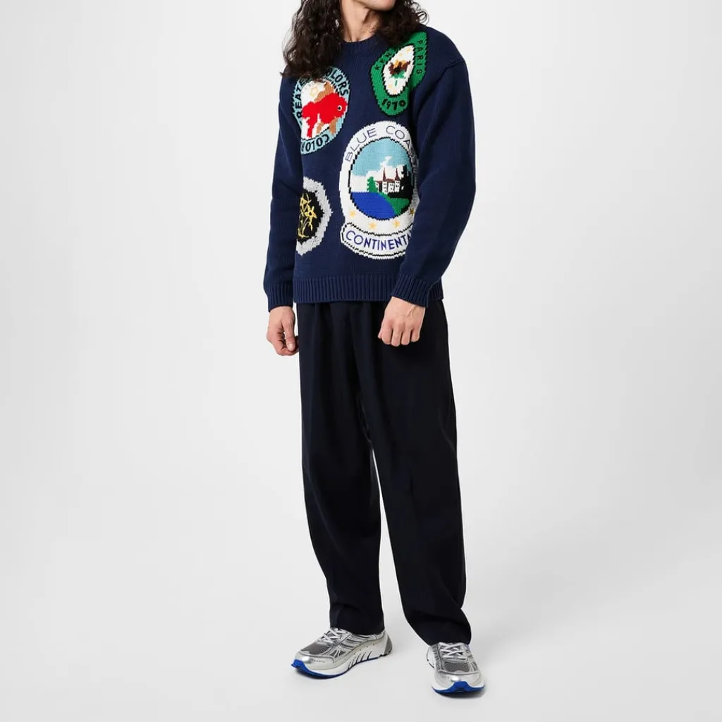 Knitwear*Kenzo Hand Embroidered Sweater in Blue