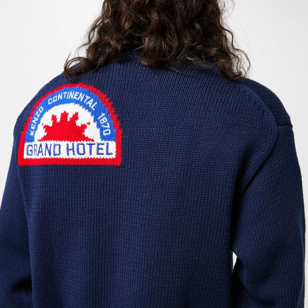 Knitwear*Kenzo Hand Embroidered Sweater in Blue
