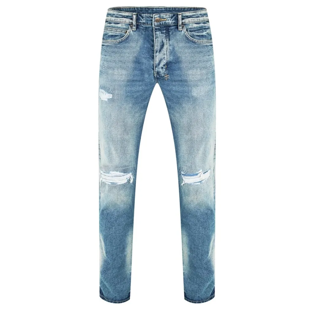 Jeans*KSUBI Distressed Relaxed Fit Jeans in Blue