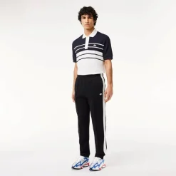 Trousers*Lacoste Collared Neck Short Sleeve Shirt Jogger Suit in Black