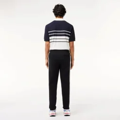 Trousers*Lacoste Collared Neck Short Sleeve Shirt Jogger Suit in Black