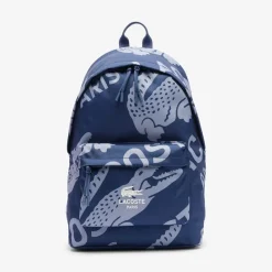 Bags*Lacoste Crocodile Print Backpack in Blue