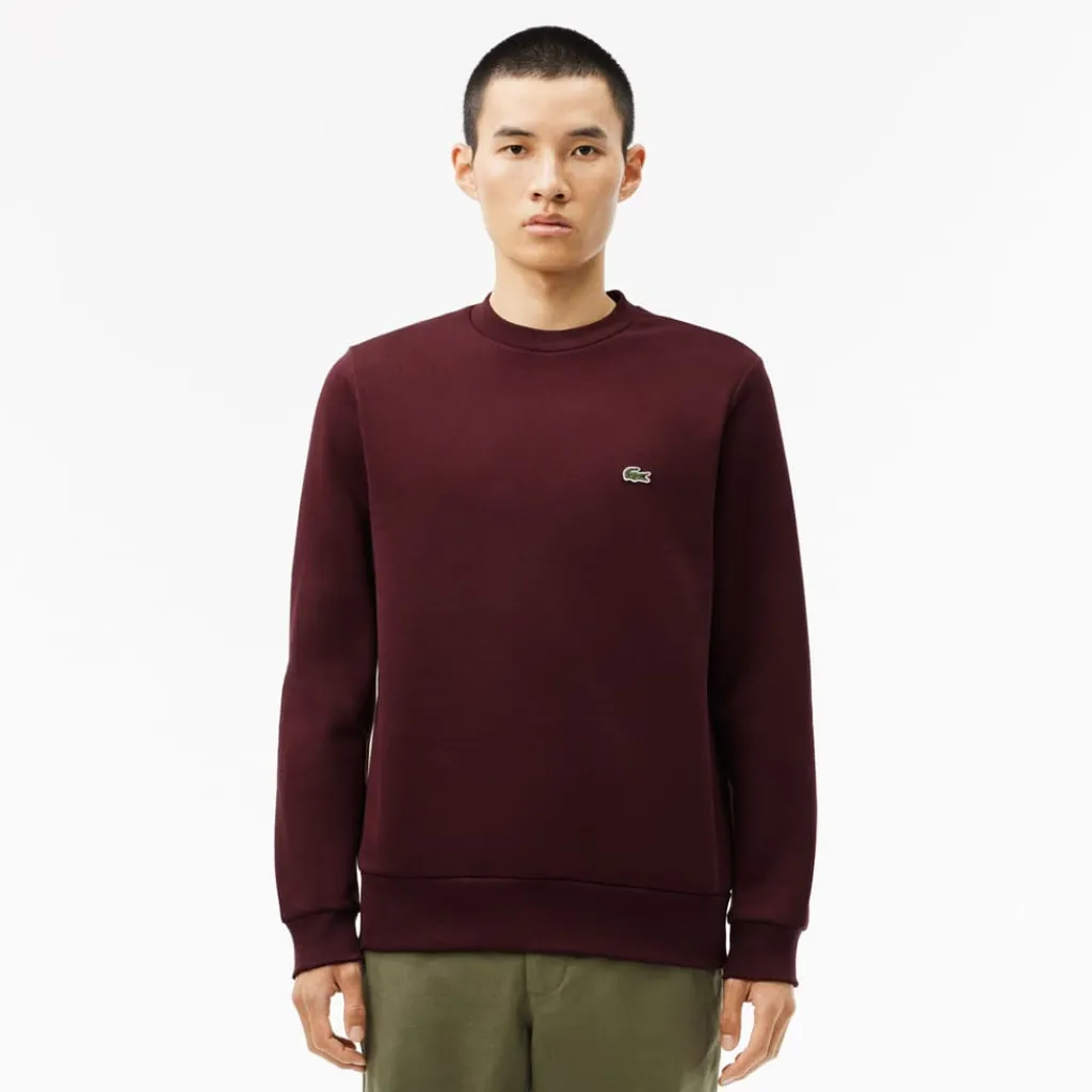 Sweatshirts*Lacoste Fleece Crewneck Sweatshirt in red maroon