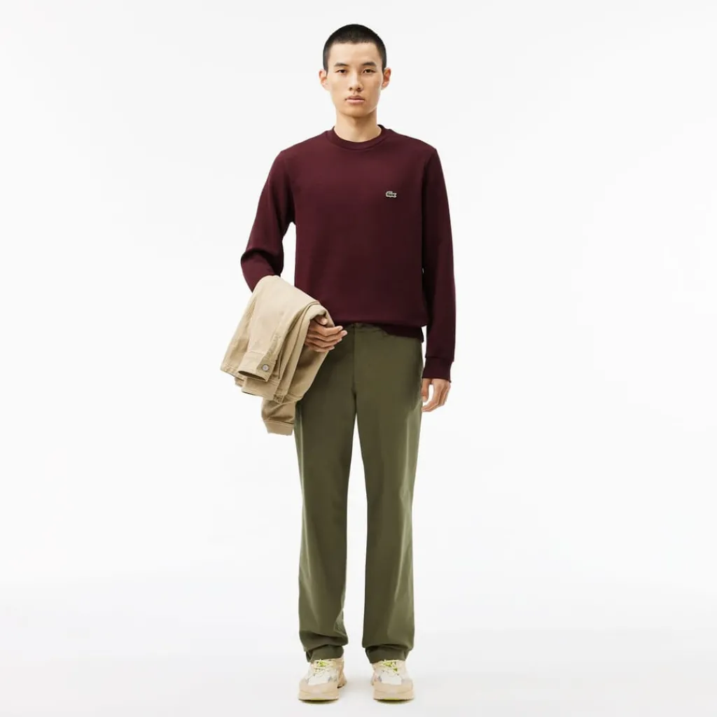 Sweatshirts*Lacoste Fleece Crewneck Sweatshirt in red maroon