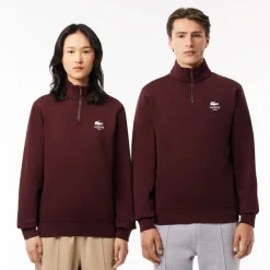 Sweatshirts*Lacoste High Neck Zip-Up Print Sweatshirt in red maroon