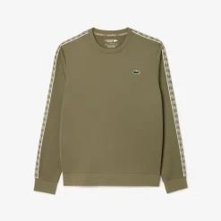 Sweatshirts*Lacoste Jacquard Interlock Tennis Sweatshirt in Khaki