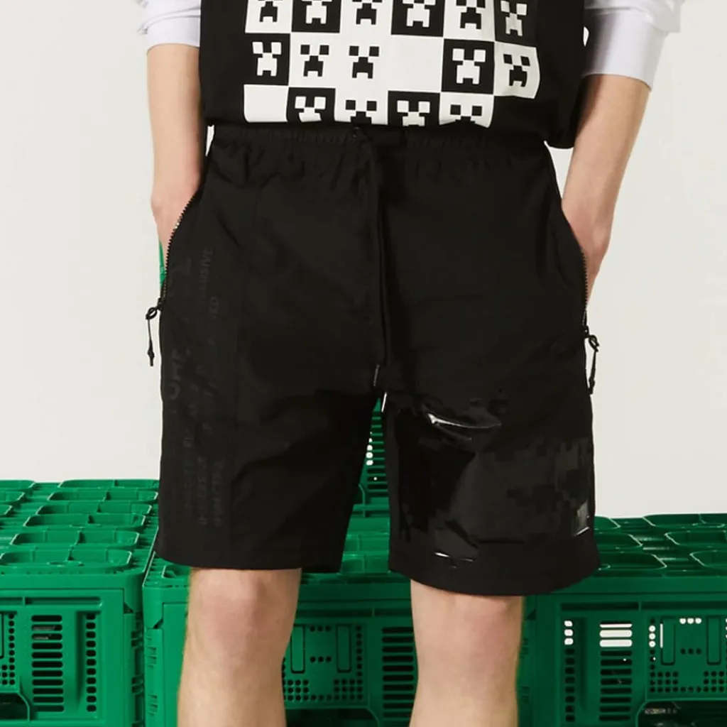 Shorts*Lacoste x Minecraft Nylon Bermuda Shorts in Black