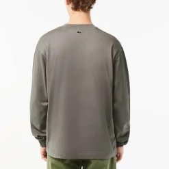 T-Shirts And Vests*Lacoste Long Sleeve Loose Fit Cotton T-Shirt in Grey