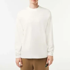 T-Shirts And Vests*Lacoste Long Sleeve Loose Fit Cotton T-Shirt in Cream