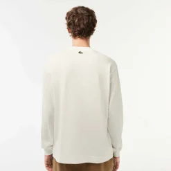T-Shirts And Vests*Lacoste Long Sleeve Loose Fit Cotton T-Shirt in Cream