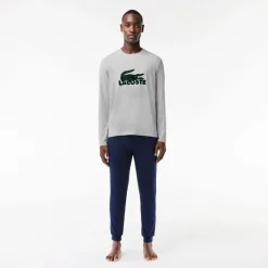 Underwear And Socks*Lacoste Long Sleeve Pyjama Set in Navy Grey