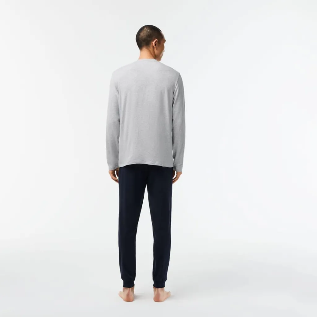 Underwear And Socks*Lacoste Long Sleeve Pyjama Set in Navy Grey